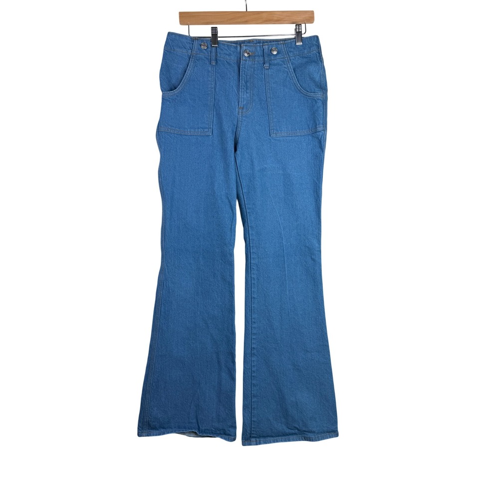 Express 70's Flare Mid Rise Jeans size 10 Long Blue